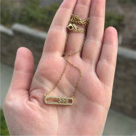 Anthropologie Gold Necklace with Crystal Details - Picture 2 of 3